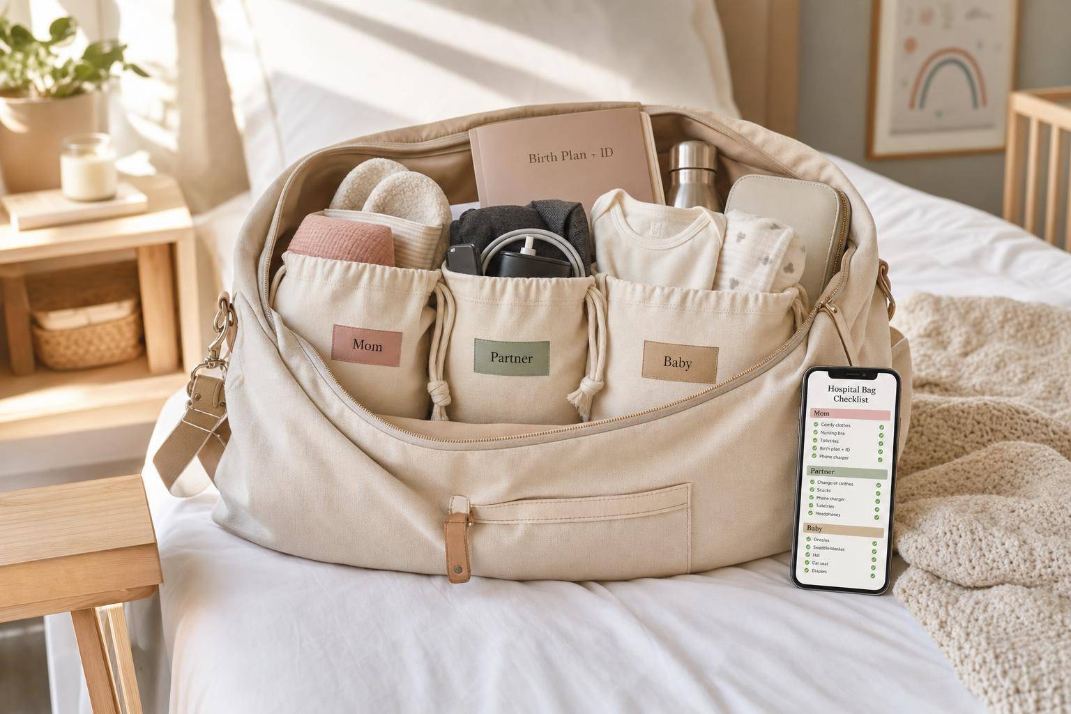 Rumbly's Personalized Hospital Bag Checklist for Mom, Partner Baby
